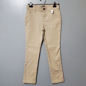 NWT Old Navy Tan Skinny Girls Uniform Pants Adjustable Waist Size 12